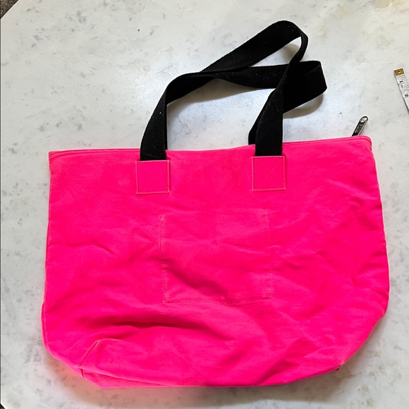 Victoria's Secret Neon Pink Tote with Black Straps - Picture 4 of 6